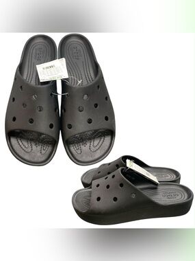 CROCS NWT Black Open-Toe Slide Sandals S10
